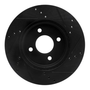 Nissan Note Brake Rotor (1) - Front Left - R1 Concepts - Drilled & Slotted - Black - `11-`25